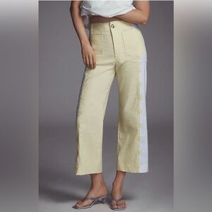 NWT $158 Anthropologie Colette Embroidered Crop Wide-Leg Pants Maeve Womens 26 Y